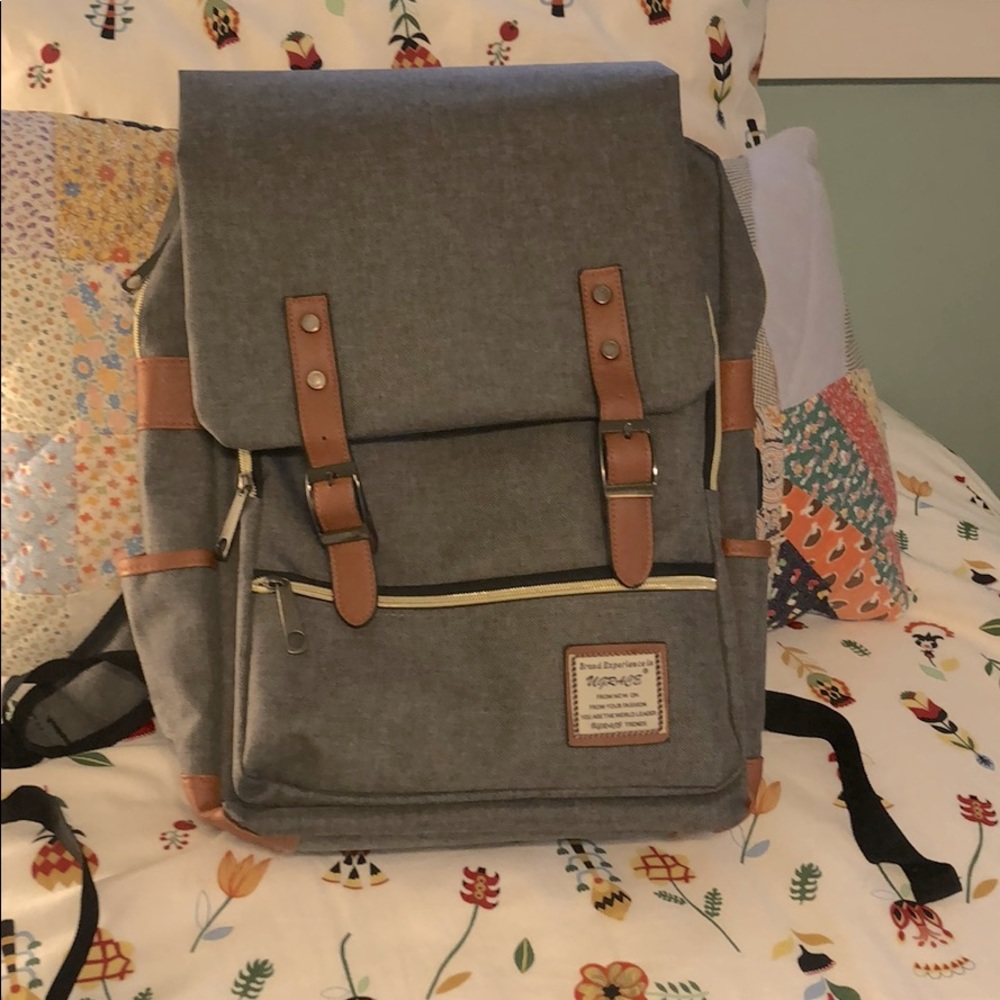 Grey Backpack with Laptop Interior Sleeve